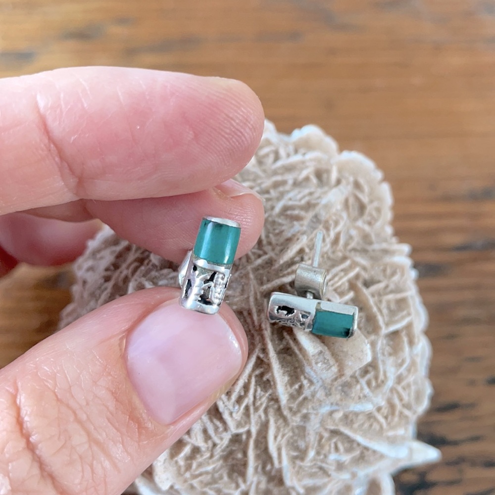 Turquoise and silver stud earrings